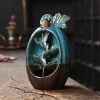 Pumpkin Blue Ceramic Fountain Smoke Backflow Incense Burner - Image 2