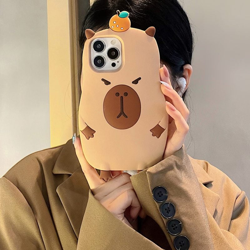 Cartoon Capybara Silicone Phone Case for Apple iPhone Model