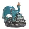 Elephant Lotus Leaf Blue Ceramic Waterfall Incense Burner Holder - Image 6