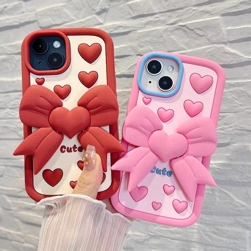 Cute Love Bow Tie Silicone Phone Case for Apple iPhone Model