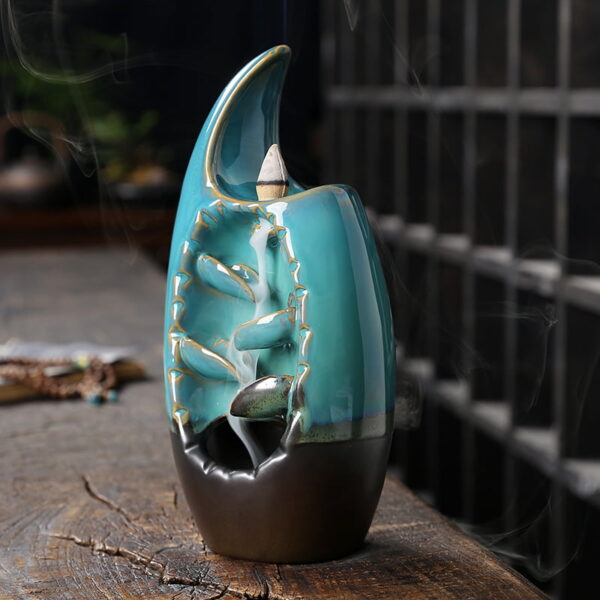 Crab Clip Blue Ceramic Incense Waterfall Burner