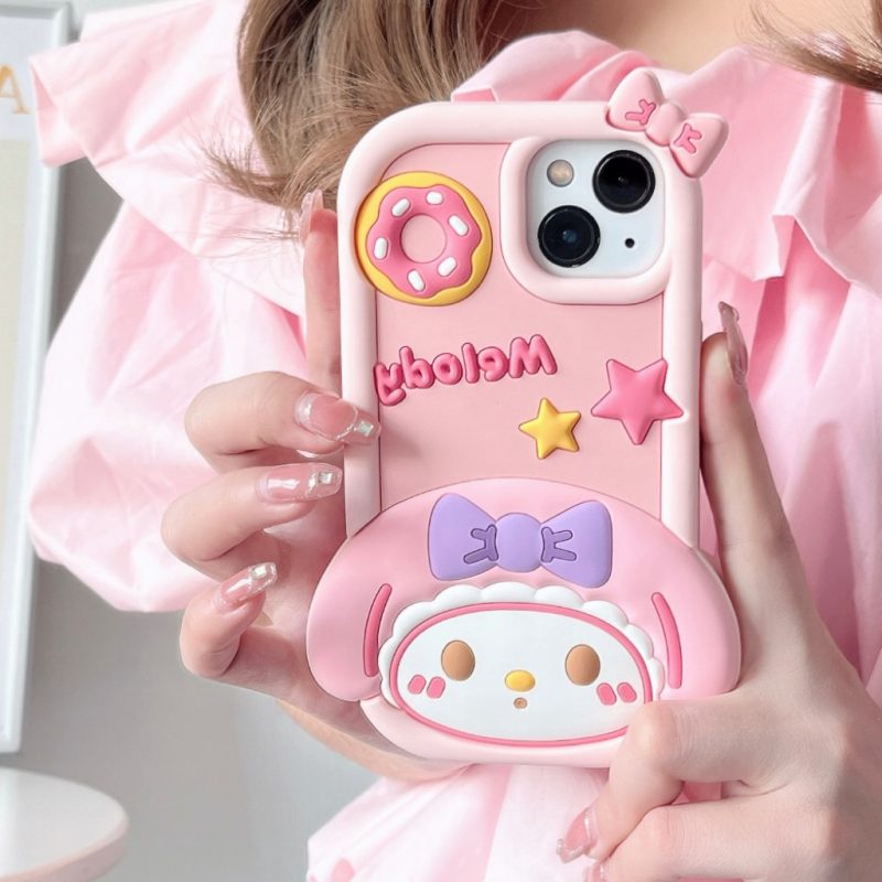 Pink Donut Melody Silicone Phone Shell for Apple iPhone Models