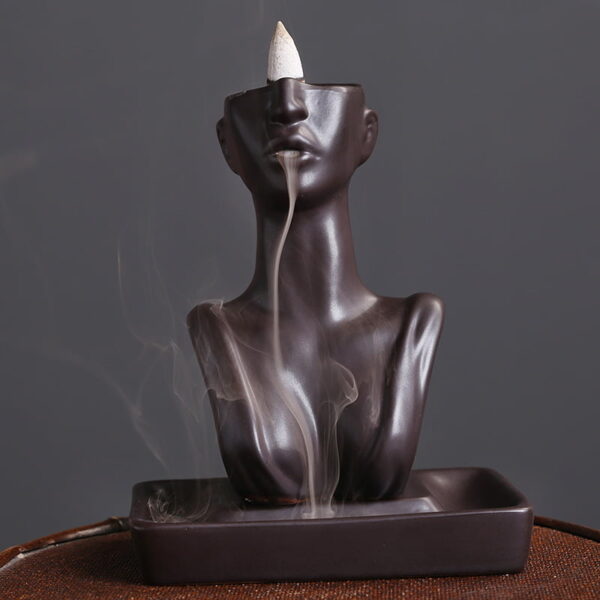 Lady Statue Ceramic Reverse Smoke Incense Burner