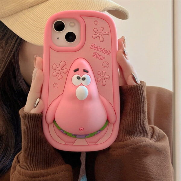 Pink 3D Patrick Star Silicone Phone Cover for Apple iPhone Model
