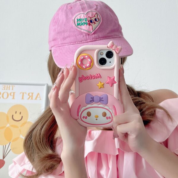 Pink Donut Melody Silicone Phone Shell for Apple iPhone Models