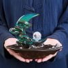 Blue Ceramic Crescent Moon Clouds Waterfall Incense Burner With LED Light Ball - Image 3