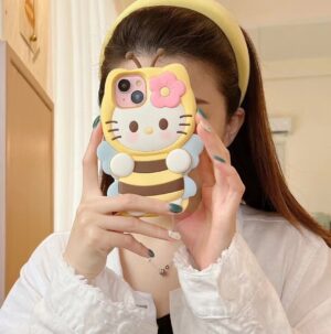 Cute Bee Kitty Cat Silicone Phone Shell for Apple iPhone Models
