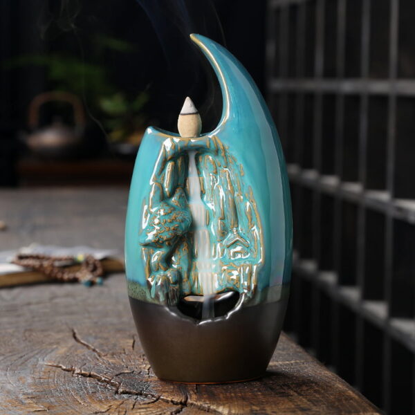 Crab Clip Blue Ceramic Incense Waterfall Burner