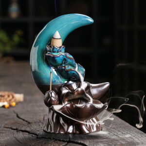 Crescent Moon Lotus Flower Lotus Leaf Ceramic Backflow Stick Incense Holder Crescent Moon Lotus Flower Lotus Leaf Ceramic Backflow Stick Incense Holder