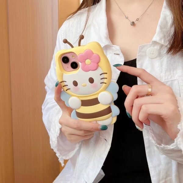 Cute Bee Kitty Cat Silicone Phone Shell for Apple iPhone Models