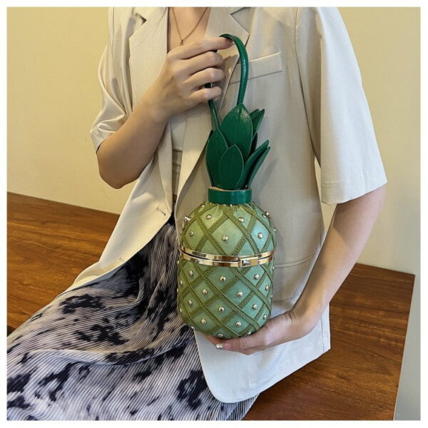 Cute Pineapple Shape Shoulder Crossbody Bag, PU Leather Handbag, Round Barrel Bag for Women