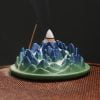 Hill Mountain Blue Green Ceramic Stick Backflow Incense Burner - Image 4