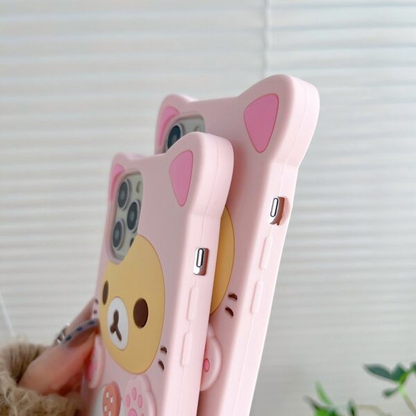 Cute Pink Bear Silicone Phone Cover for Apple iPhone Model