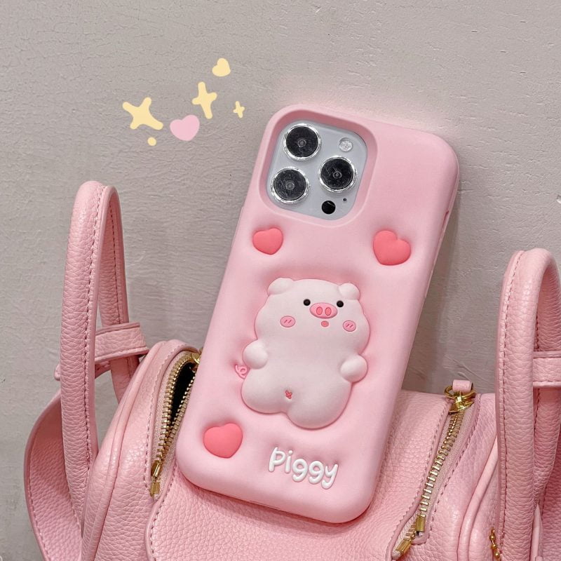 Pink Pig Silicone Phone Cover for Apple iPhone Models