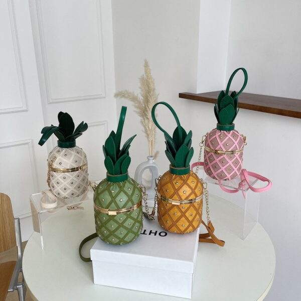 Cute Pineapple Shape Shoulder Crossbody Bag, PU Leather Handbag, Round Barrel Bag for Women