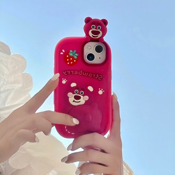 O1CN01VMkGQ11jt8hUnVdyF_!!2214609204605-0-cib Buttocks Raised Strawberry Bear Silicone Phone Shell for Apple iPhone Model