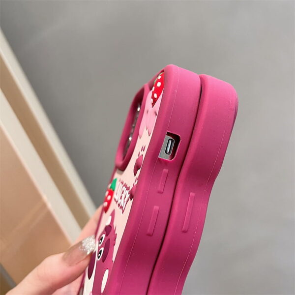 Cartoon Strawberry Bear Silicone Phone Case for Apple iPhone Model