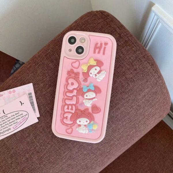 Pink Hello Melody Silicone Phone Cover for Apple iPhone Models