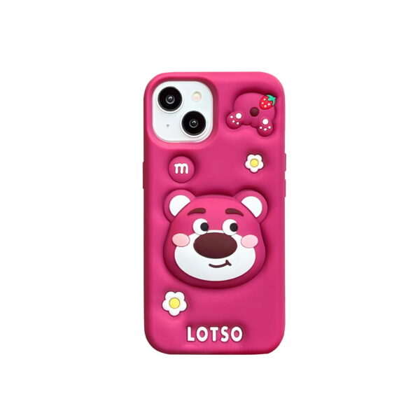 Cute Silicone Strawberry Bear Phone Case for Apple iPhone Models