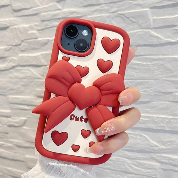 Cute Love Bow Tie Silicone Phone Case for Apple iPhone Model