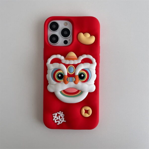 Cute Cartoon Lion Silicone Phone Cover With Bracket for Apple iPhone Models