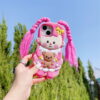 Pink Braid Girl Silicone Phone Shell for Apple iPhone Models