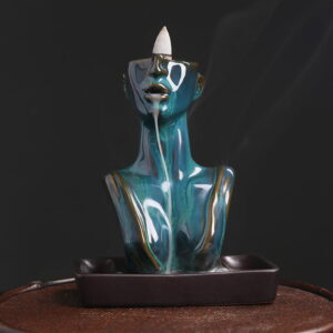 Lady Statue Ceramic Reverse Smoke Incense Burner