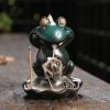 Green Frog Lotus Ceramic Backflow Stick Incense Burner