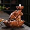 Retro Lotus Flower Lotus Leaf Ceramic Reverse Smoke Incense Holder - Image 4