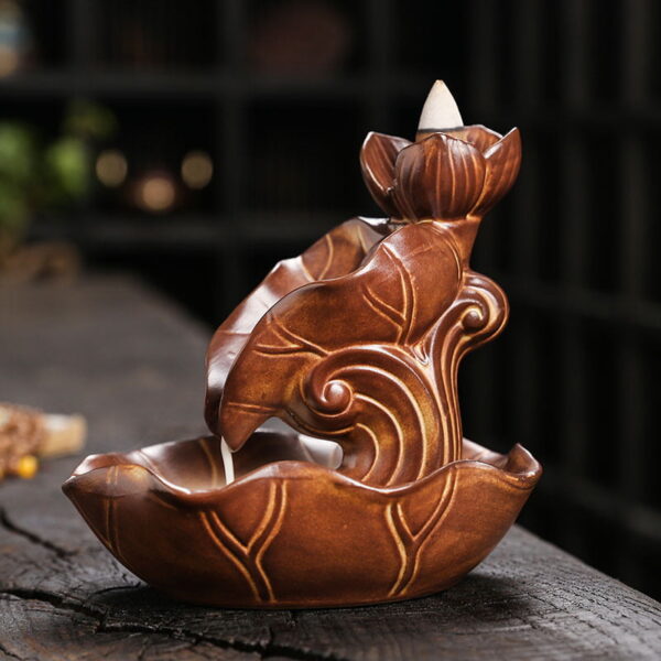 O1CN01XcDotL1kW4PY9gz1z_!!2551464690-0-cib Retro Lotus Flower Lotus Leaf Ceramic Reverse Smoke Incense Holder