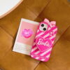Barbie Love Bow Silicone Phone Case With Stand for Apple iPhone Model Barbie Love Bow Silicone Phone Case With Stand for Apple iPhone Model