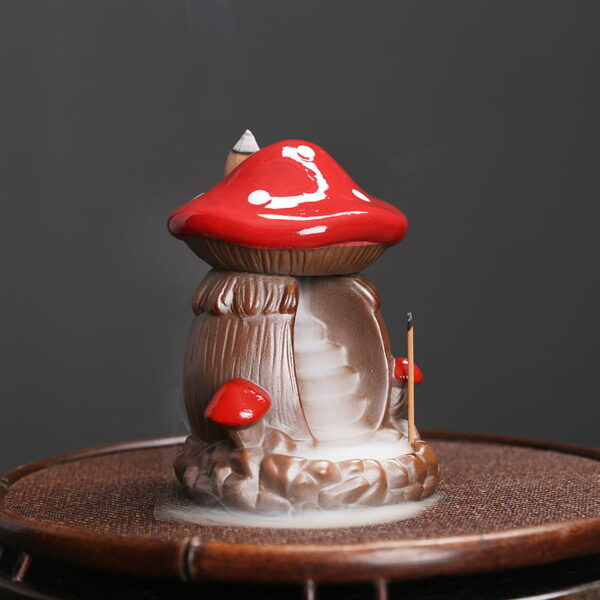 Red Mushroom Ceramic Back Burning Incense Burner