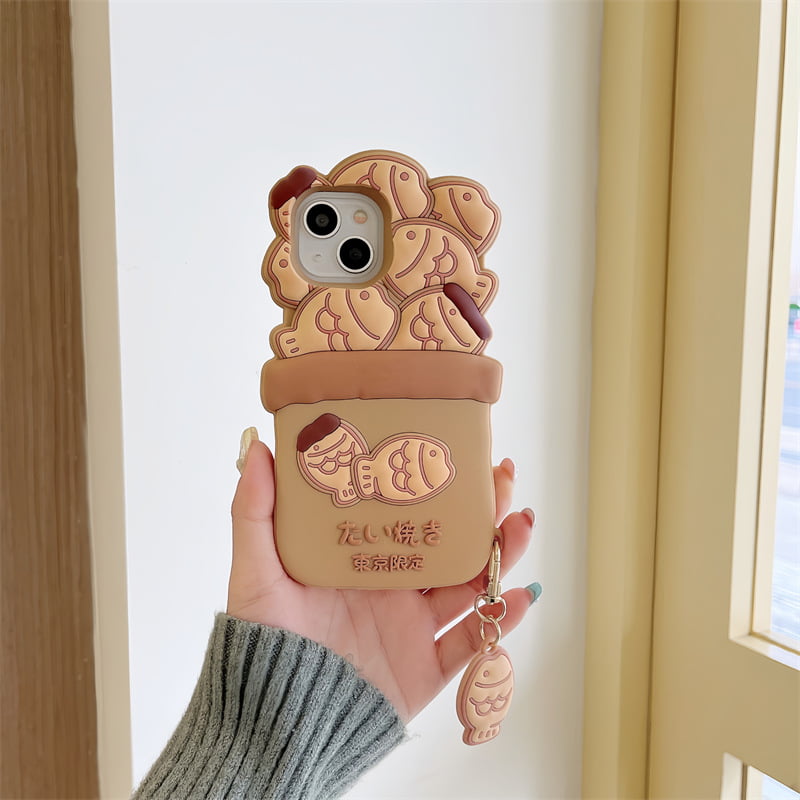 3D Cartoon Taiyaki Silicone Cell Phone Case for Apple iPhone Model