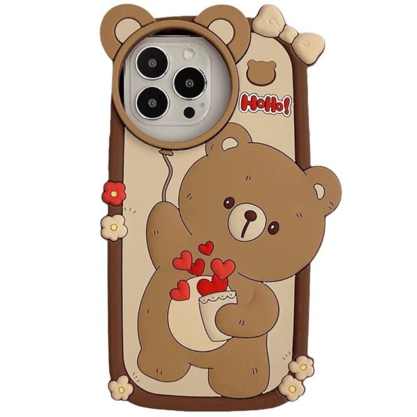 3D Love Bear Silicone Phone Cover for Apple iPhone Model