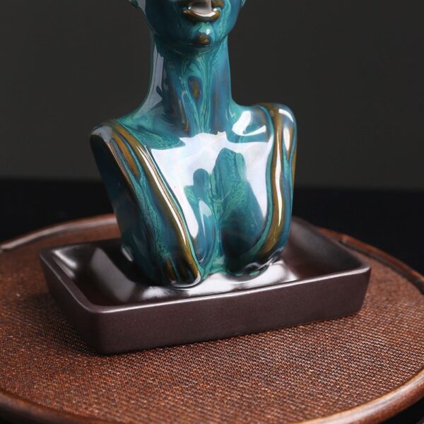 Lady Statue Ceramic Reverse Smoke Incense Burner