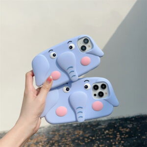 Blue Elephant 3D Stand Phone Case With Card Slot for Apple iPhone Models Blue Elephant 3D Stand Phone Case With Card Slot for Apple iPhone Models