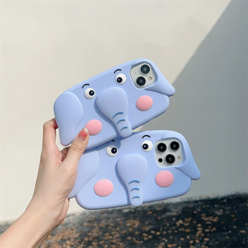 Blue Elephant 3D Stand Phone Case With Card Slot for Apple iPhone Models