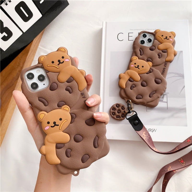Coffee Biscuit Bear Silicone Phone Cover for Apple iPhone Model