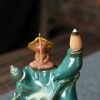 Frog Fishing Lotus Leaf Green Ceramic Backflow Holder Waterfall - Image 2