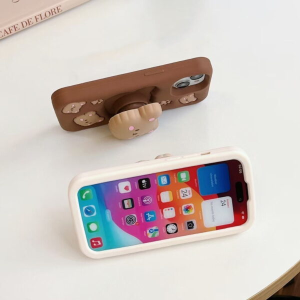 O1CN01ZRu4Bp2Eon7YH6QJn_!!2568558792-0-cib Cute Bear Stand Silicone Phone Shell for Apple iPhone Models