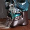 Halloween Skull Blue Ceramic Backflow Incense Burner With LED Light - Image 4