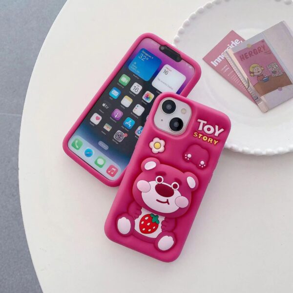 Rose Strawberry Bear Silicone Phone Cover for Apple iPhone Models