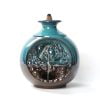 Round Vase Blue Ceramic Backflow Incense Holder