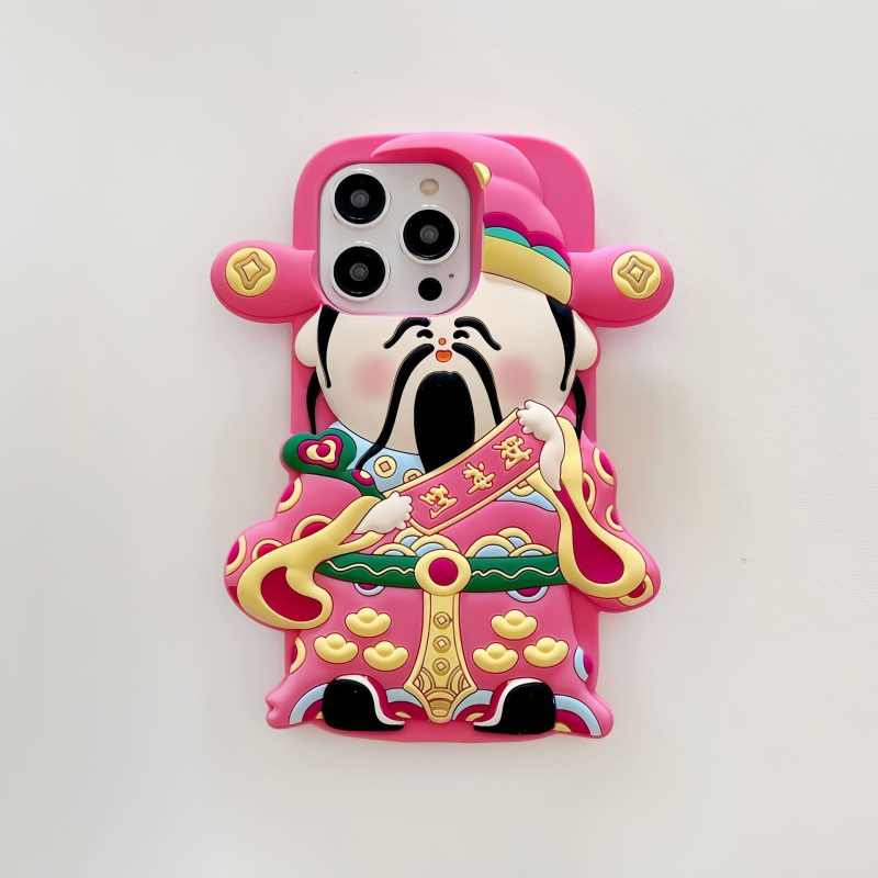 Pink God of Wealth Silicone Phone Shell for Apple iPhone Models