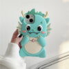 Cyan Cartoon Dinosaur Silicone Phone Case for Apple iPhone Model