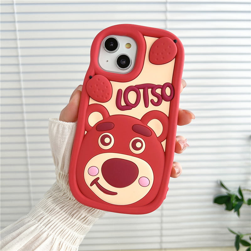 Cute Strawberry Bear Silicone Phone Shell for Apple iPhone Models