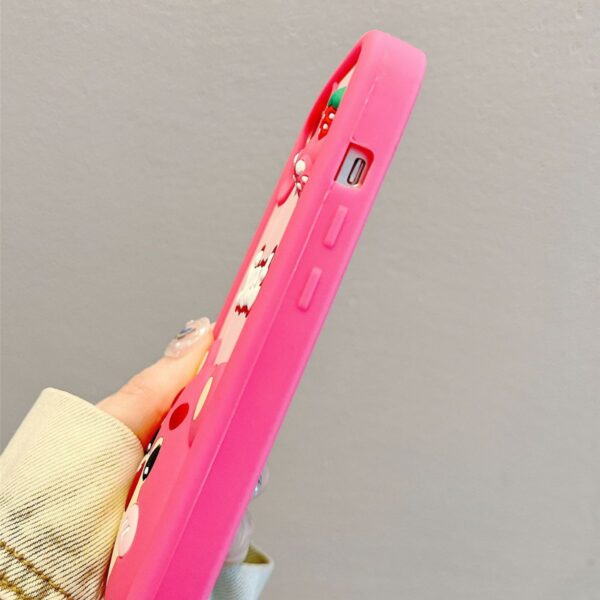 Pink 3D Sweet Strawberry Bear Silicone Phone Case for Apple iPhone Model