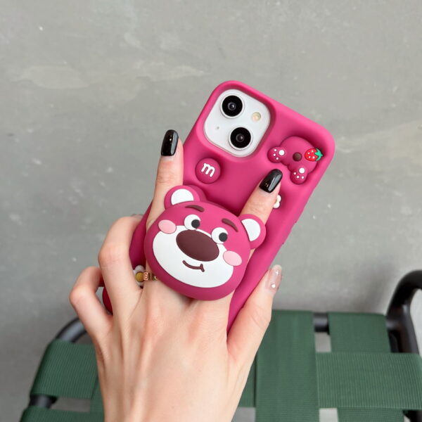 Cute Silicone Strawberry Bear Phone Case for Apple iPhone Models