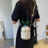 Cute Pineapple Shape Shoulder Crossbody Bag, PU Leather Handbag, Round Barrel Bag for Women
