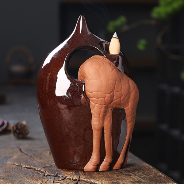 Giraffe Drinking Ceramic Backflow Incense Burner